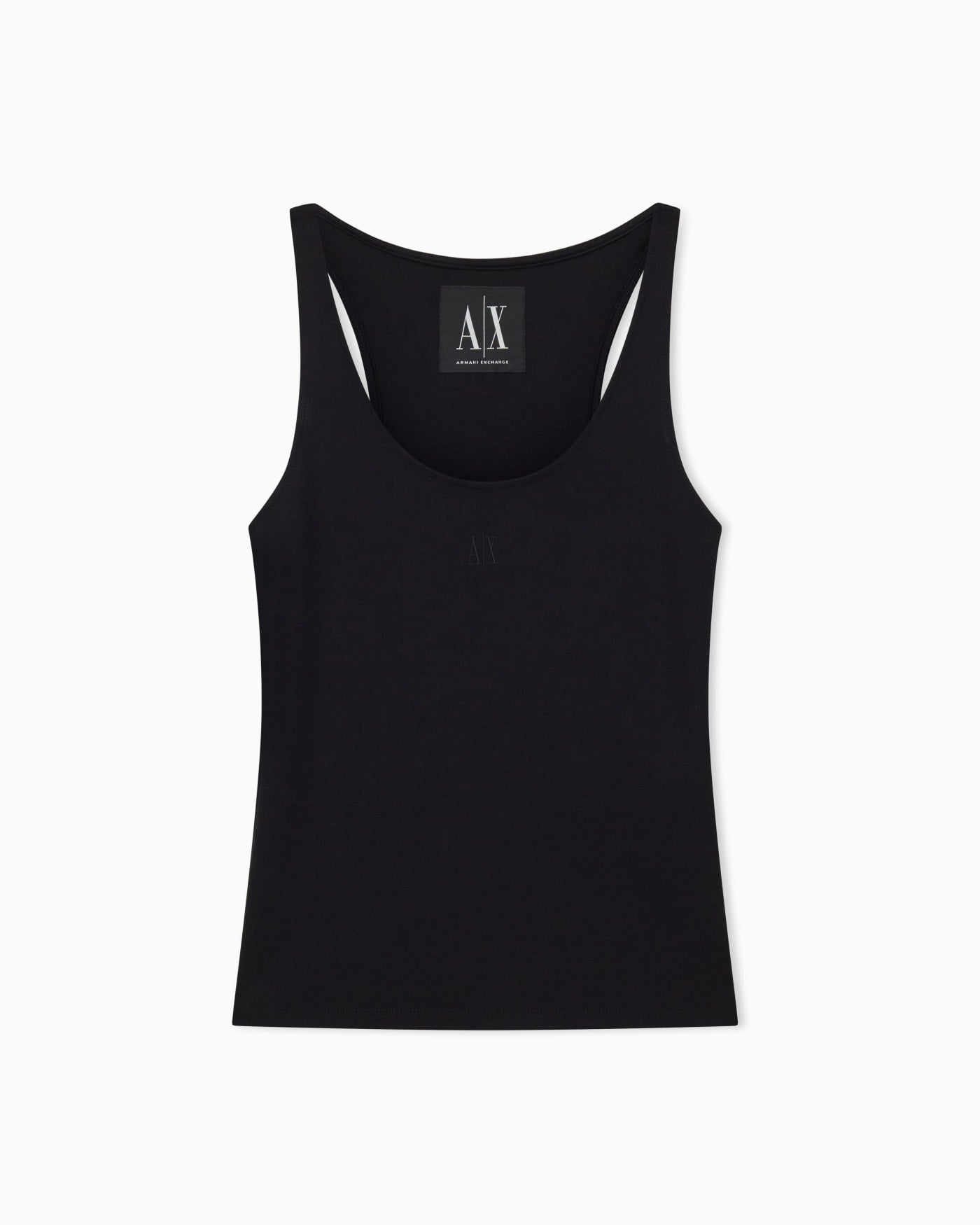 Fitted tank top in viscose ponte with scoop neckline Icon