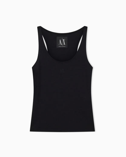 Fitted tank top in viscose ponte with scoop neckline Icon
