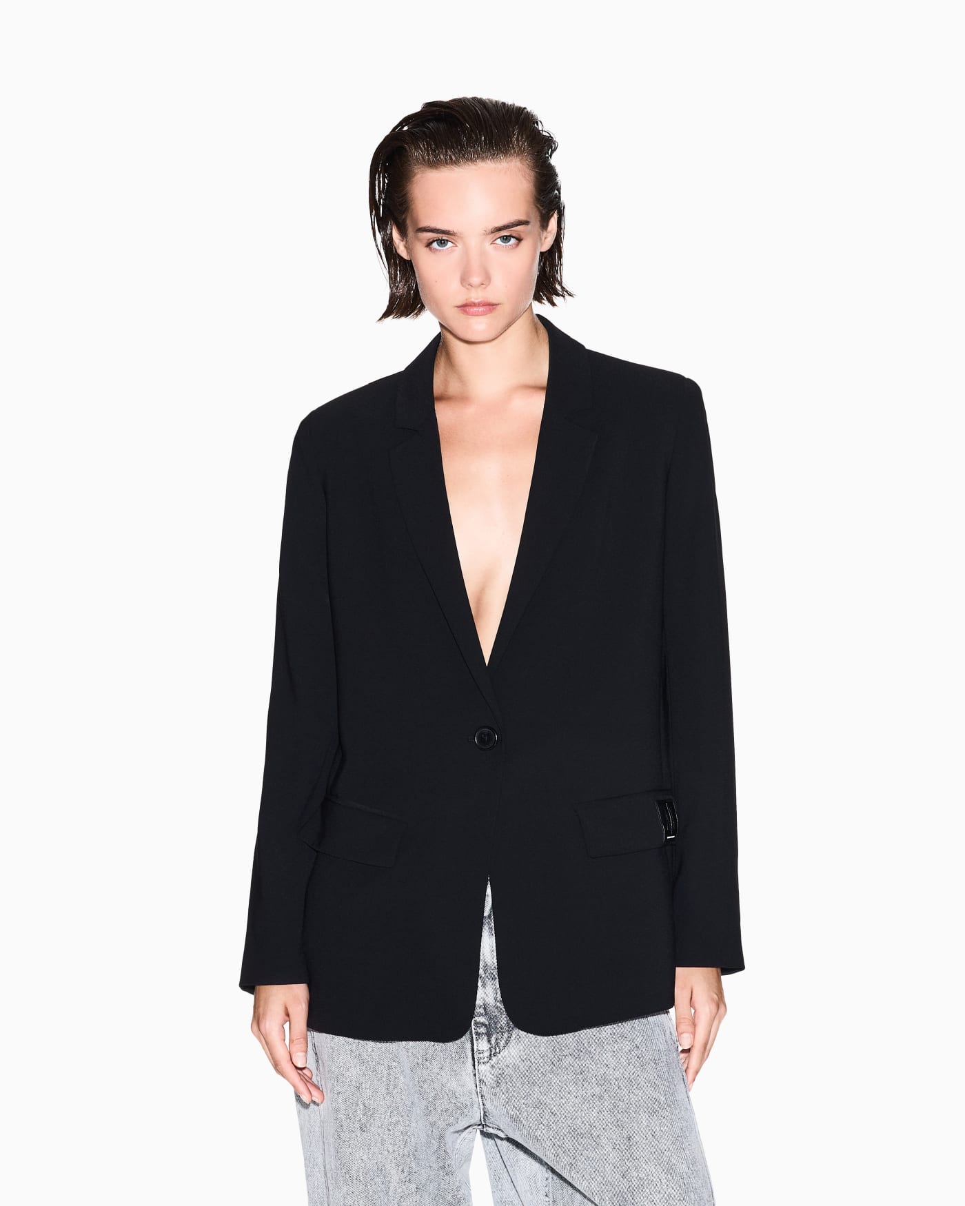 Fluid one-button jacket woman