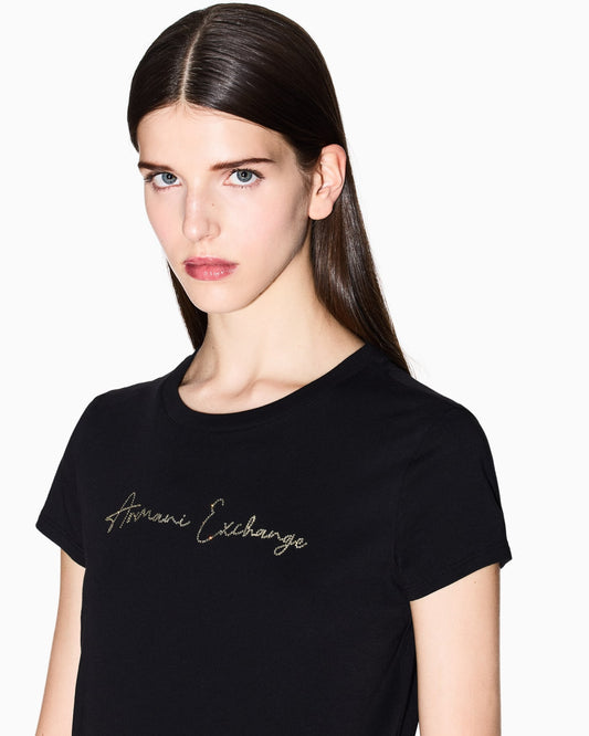 Slim fit t-shirt glitter logo for woman