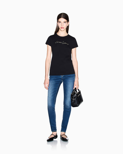 Slim fit t-shirt glitter logo for woman