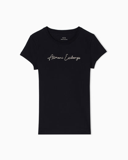 Slim fit t-shirt glitter logo for woman