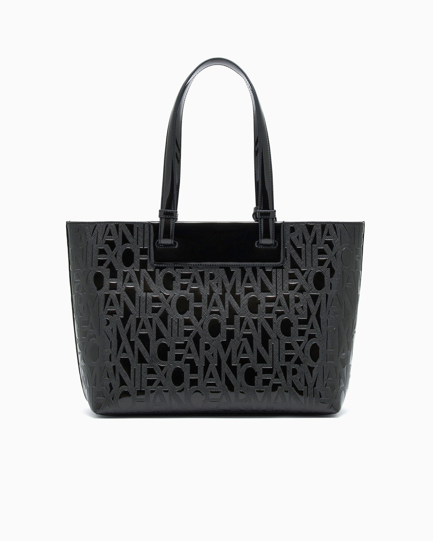 Tote bag with an embossed pattern and a metallic charm