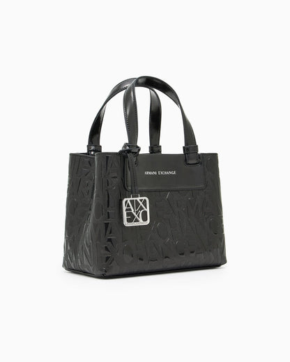 Glossy embossed logo shopper woman
