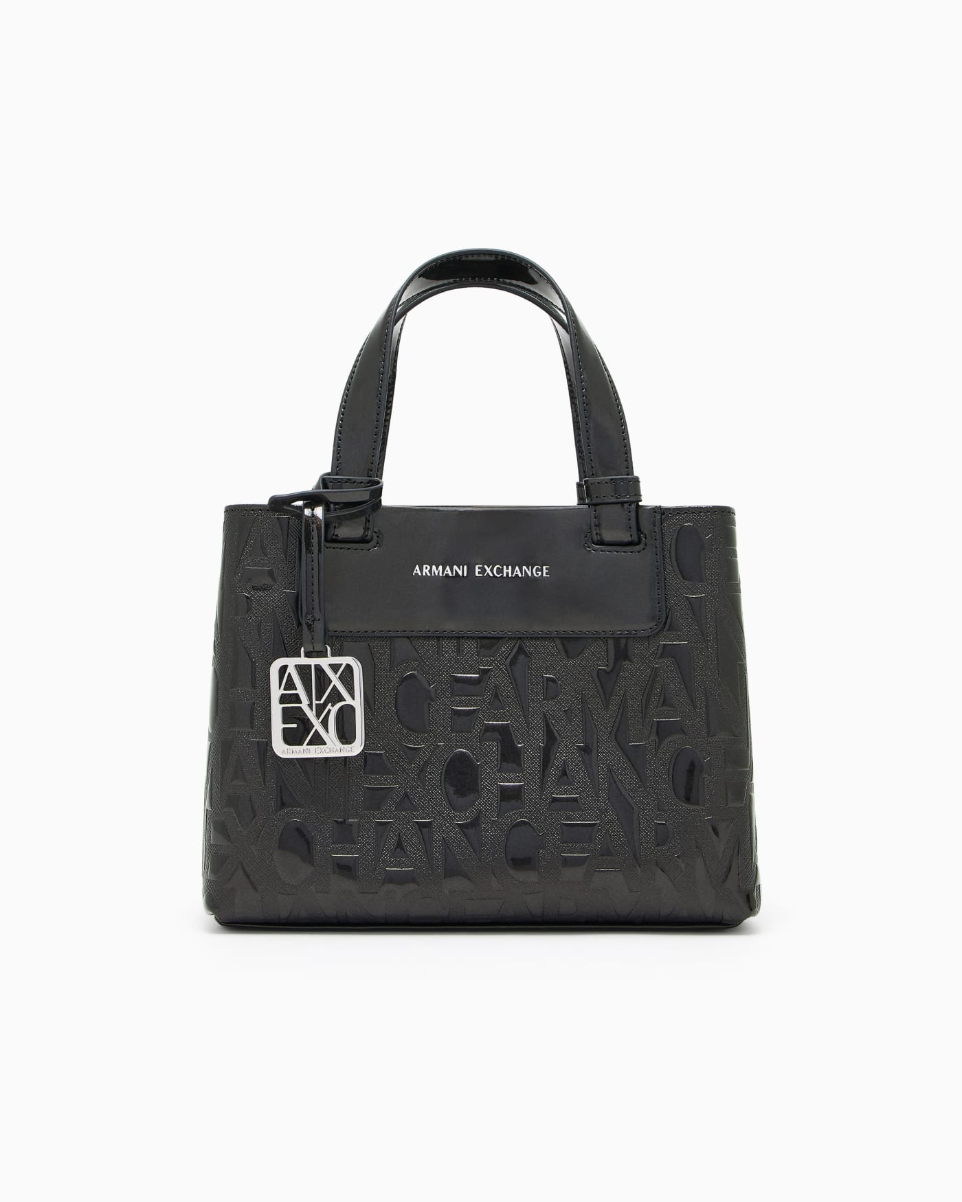 Glossy embossed logo shopper woman