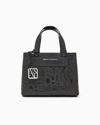 Glossy embossed logo shopper woman