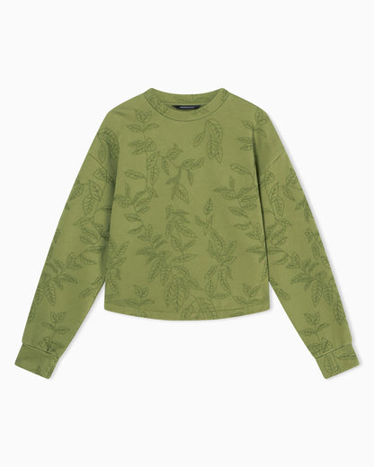 Garment-Dyed Crewneck Sweatshirt in Diagonal French Terry Cotton