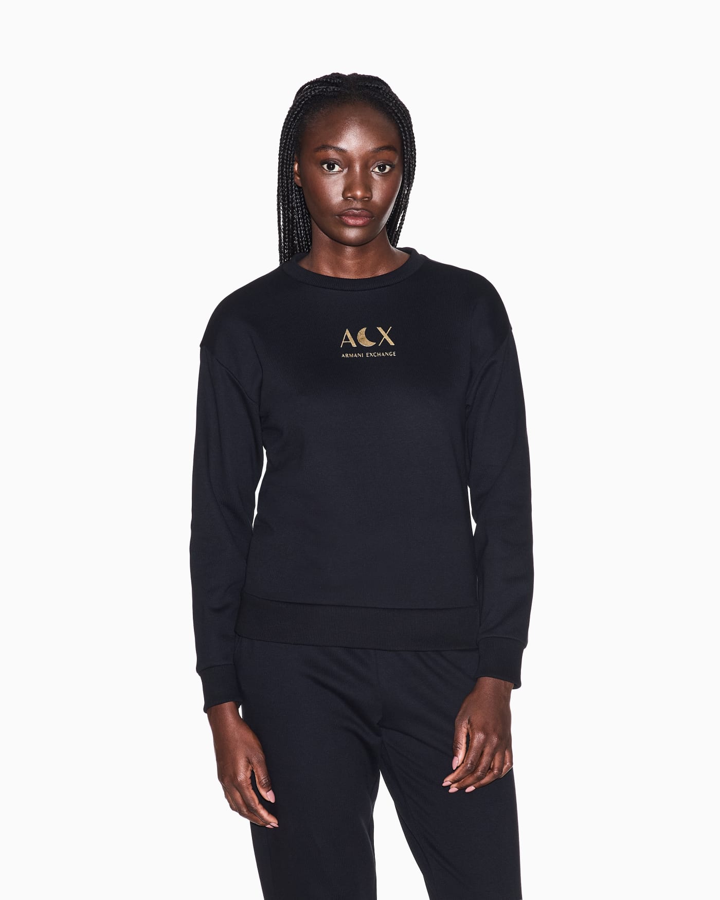 Solid color French Terry cotton crew neck sweatshirt