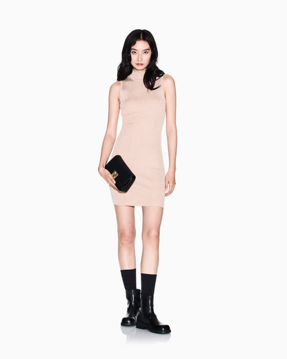 High-neck midi dress in lurex yarn