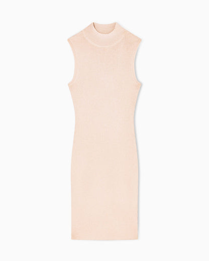 High-neck midi dress in lurex yarn