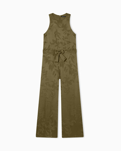 Elegant Jacquard Viscose Jumpsuit with Belt