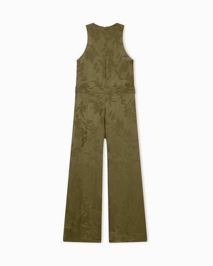 Elegant Jacquard Viscose Jumpsuit with Belt