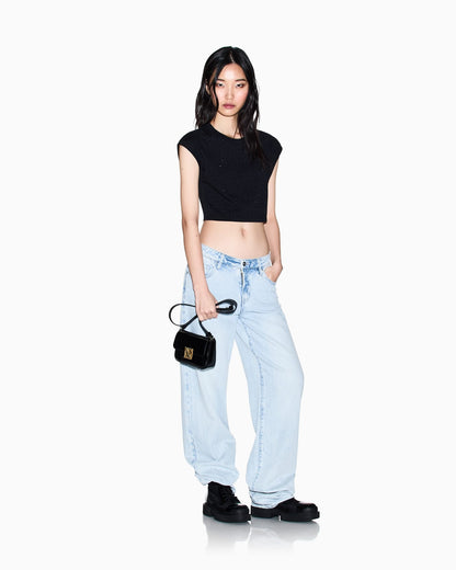 Cropped T-shirt in cotton jersey