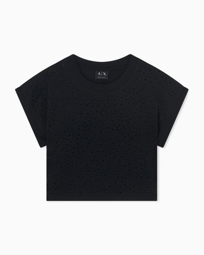 Cropped T-shirt in cotton jersey