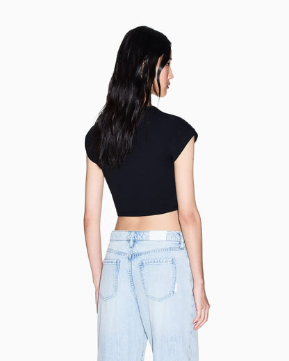 Cropped T-shirt in cotton jersey