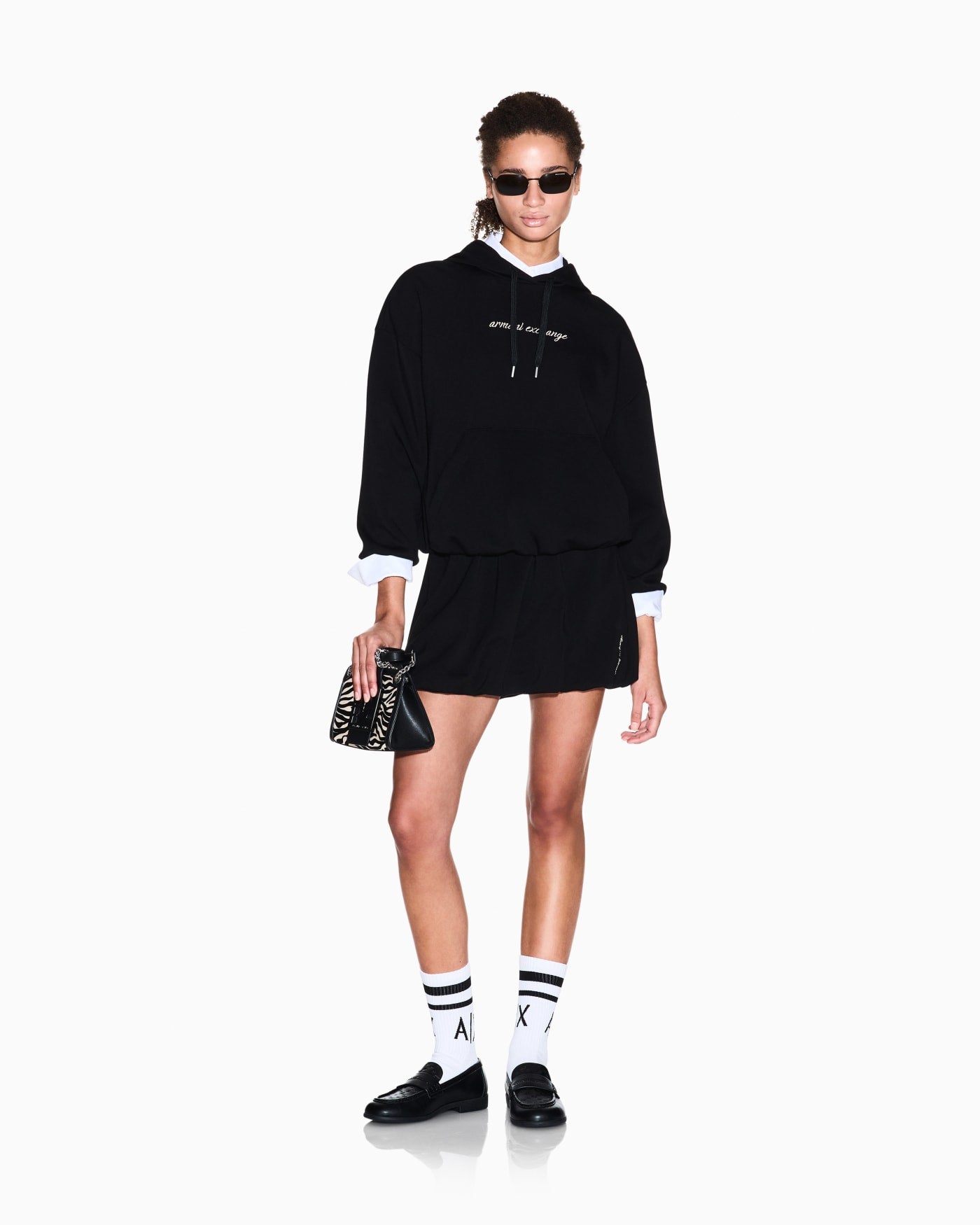 hooded sweatshirt in viscose stretch scuba