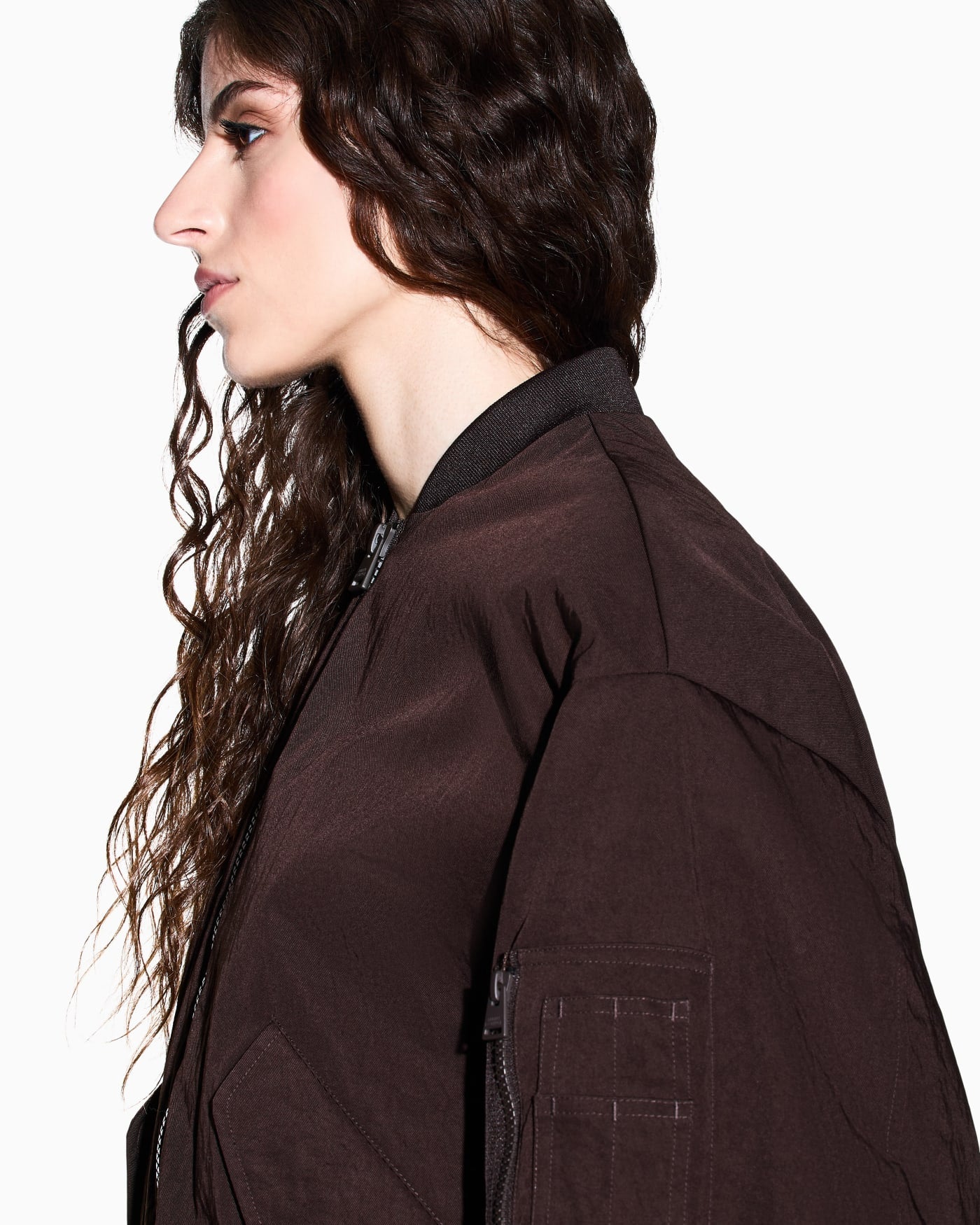 Oversized blouson jacket in nylon twill