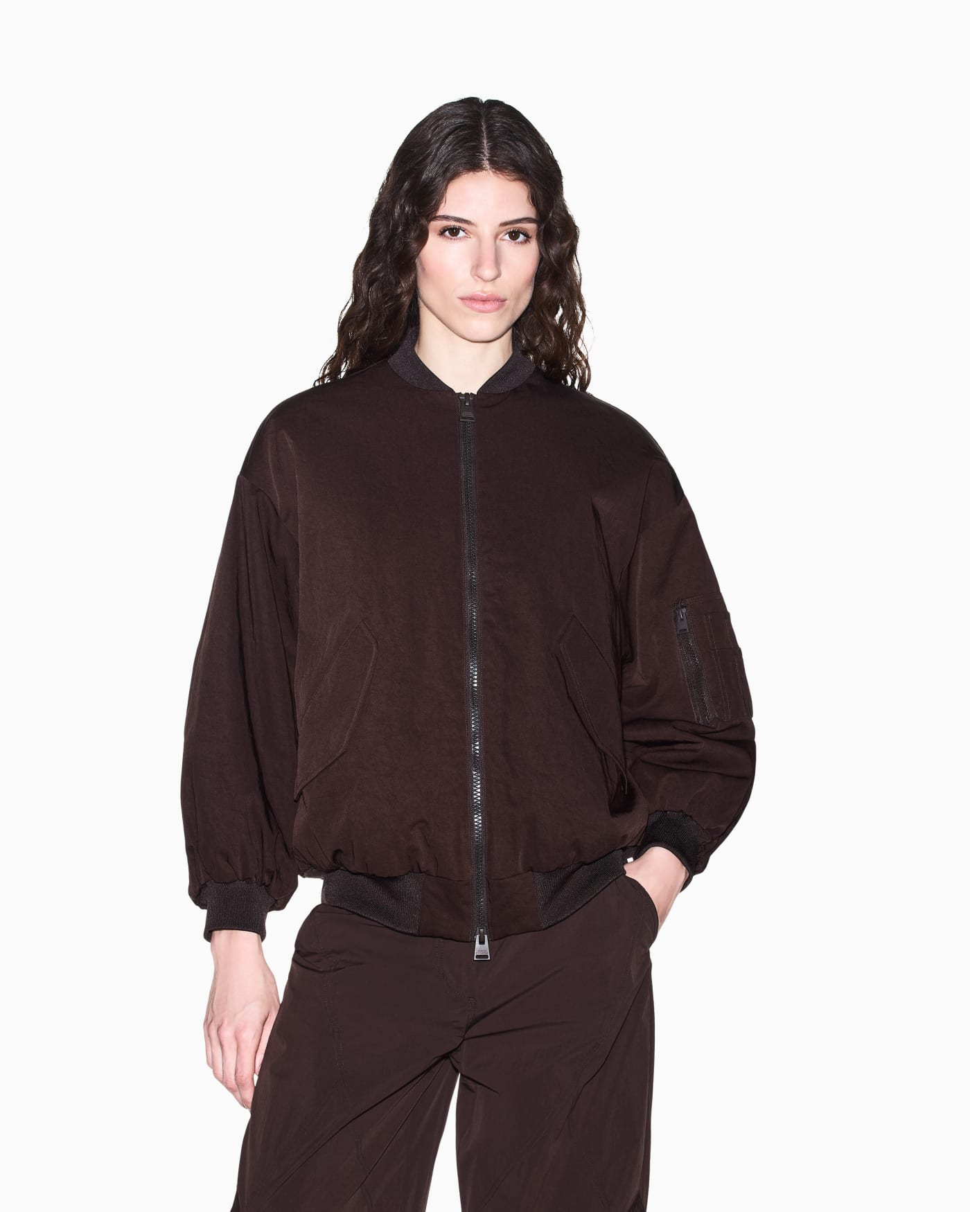 Oversized blouson jacket in nylon twill