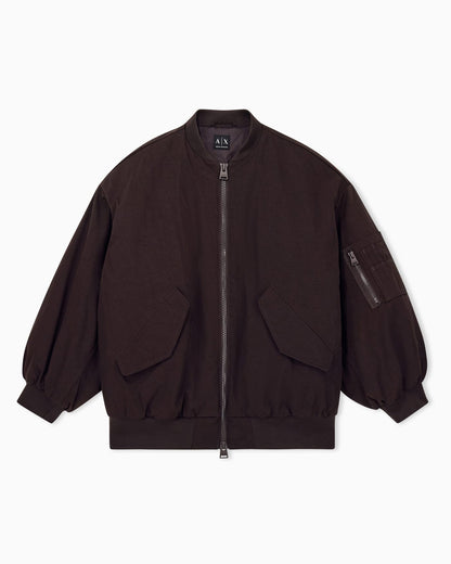Oversized blouson jacket in nylon twill