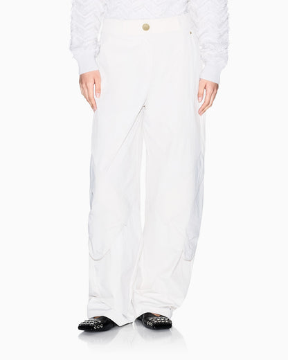Oversized trousers in crinkle nylon with down padding