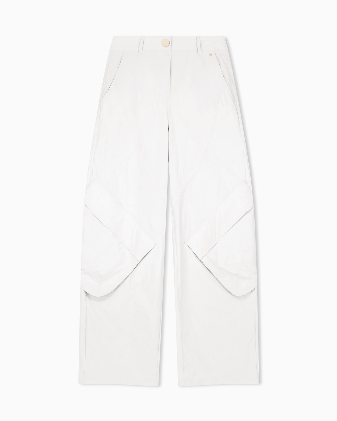 Oversized trousers in crinkle nylon with down padding