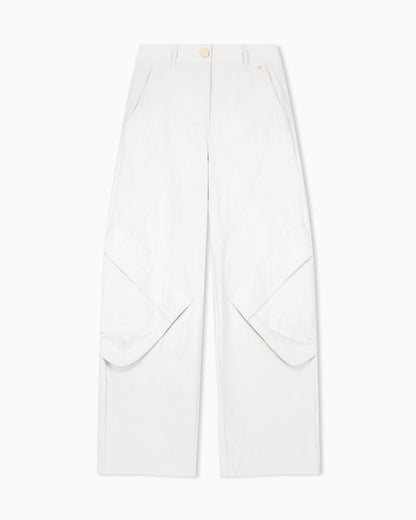 Oversized trousers in crinkle nylon with down padding