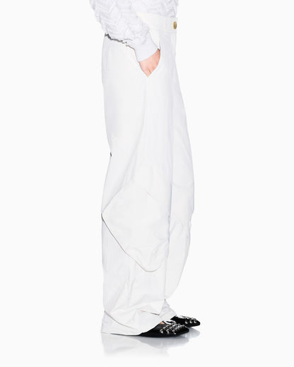 Oversized trousers in crinkle nylon with down padding