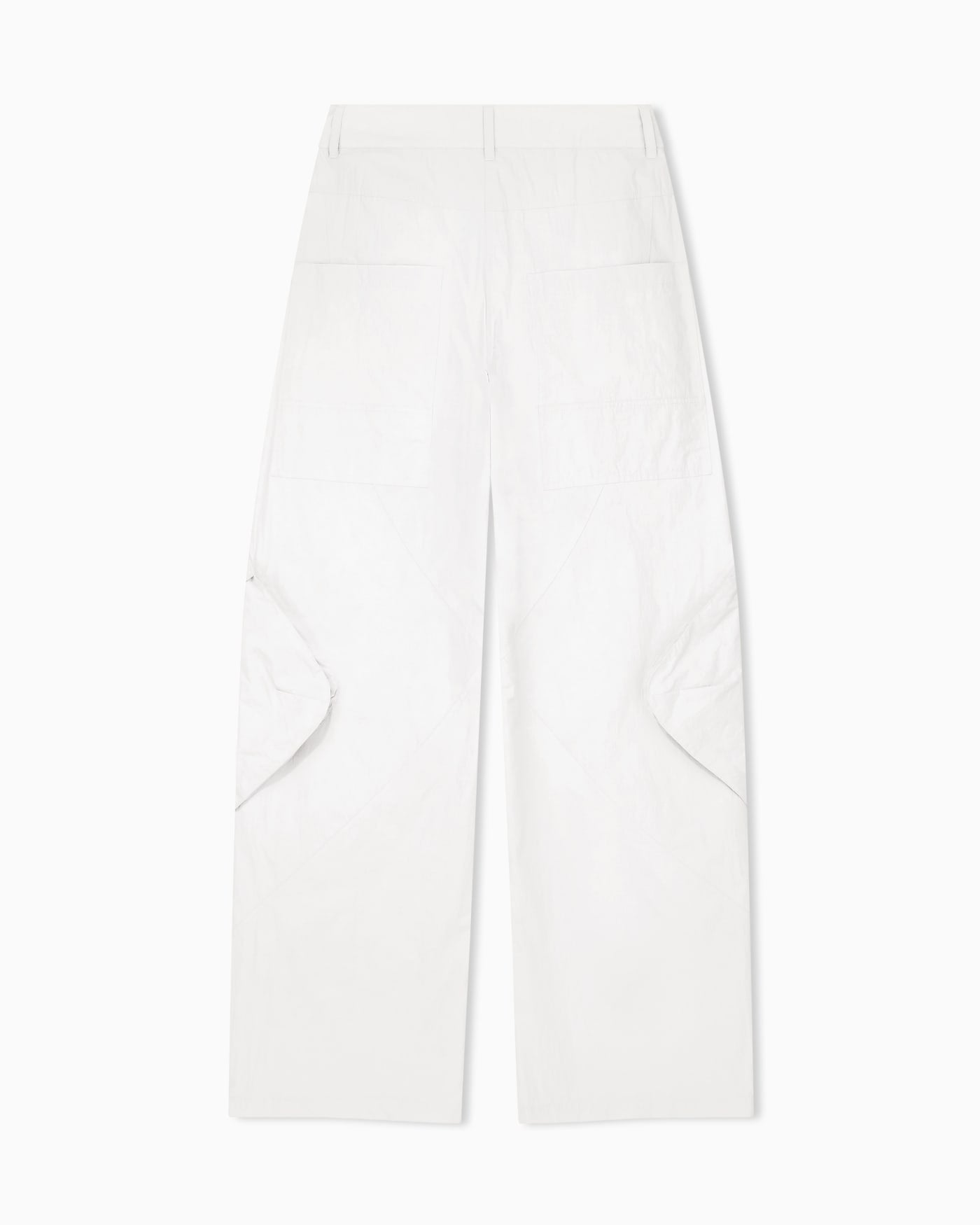 Oversized trousers in crinkle nylon with down padding
