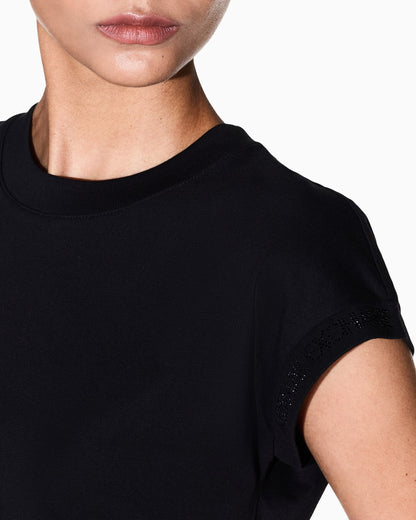 Cropped crew neck t-shirt in organic cotton jersey