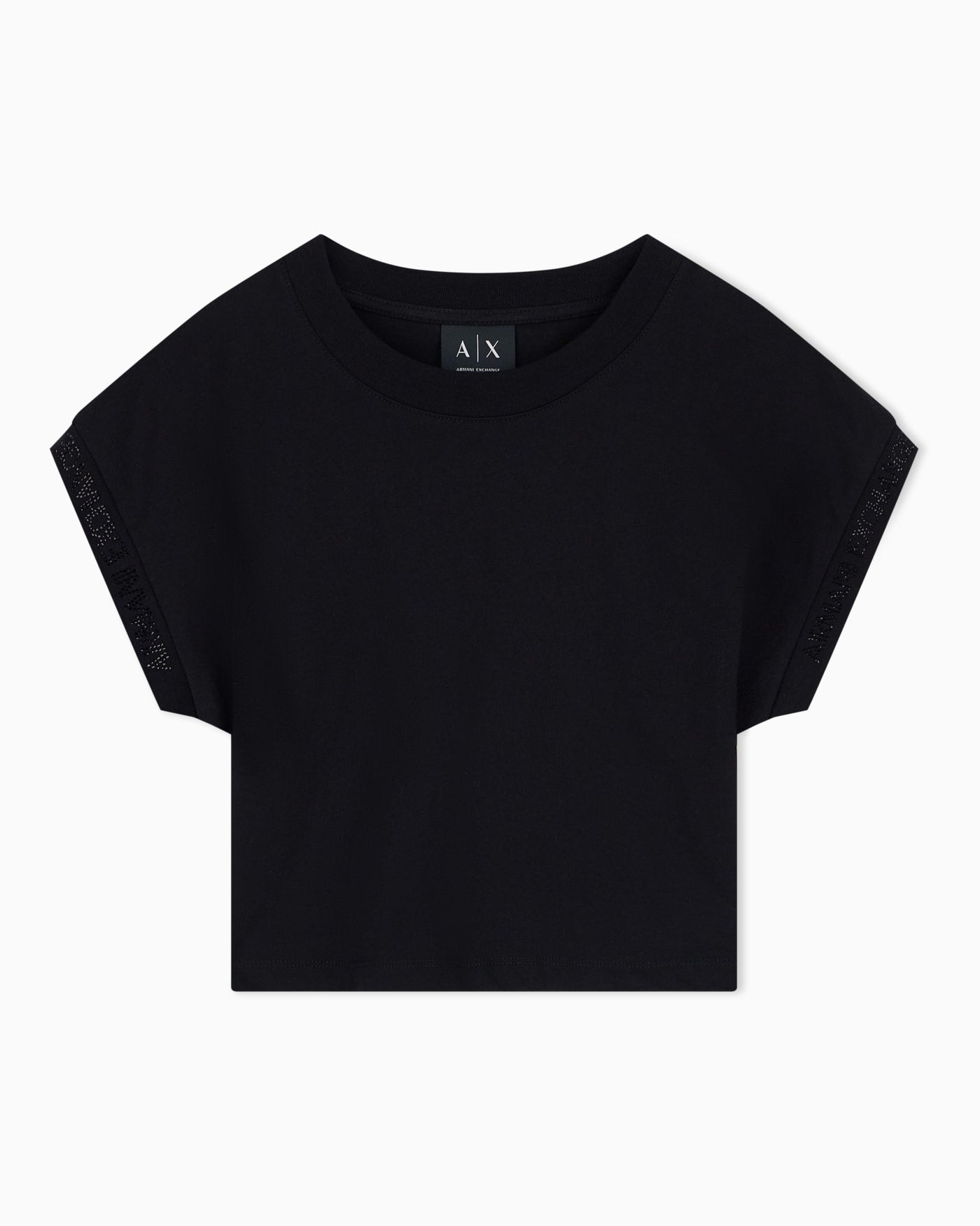 Cropped crew neck t-shirt in organic cotton jersey