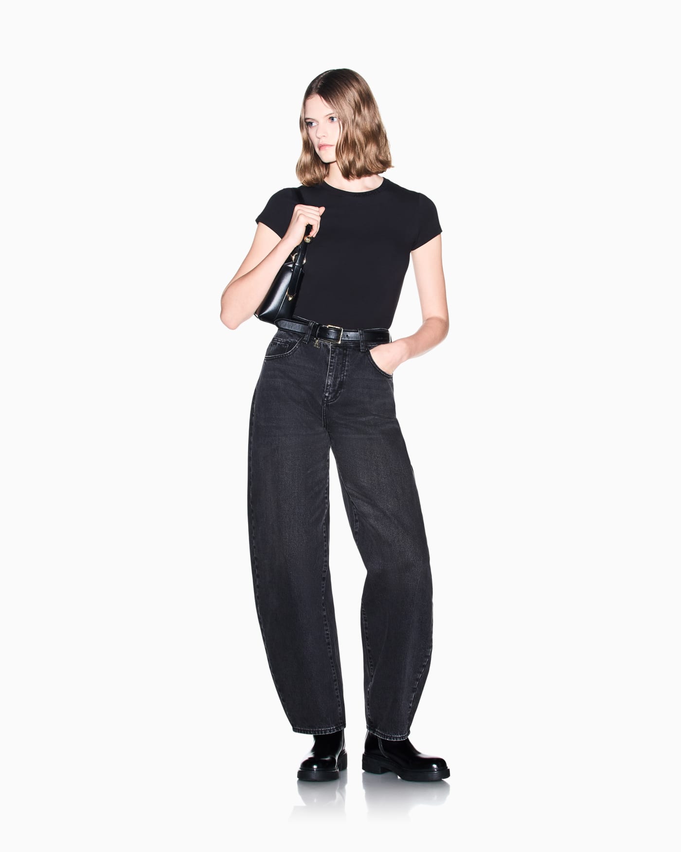 oversized fit 5 pockets denim pant in rigid cotton