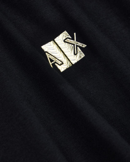 Crew neck T-shirt in viscose jersey with a metallic logo