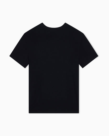 Crew neck T-shirt in viscose jersey with a metallic logo