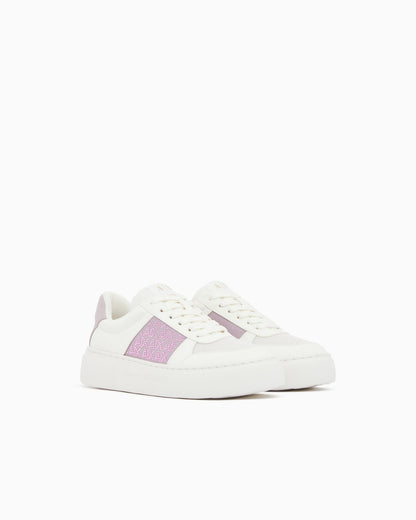 Lace-up low-top sneakers in textured mesh with a thick sole