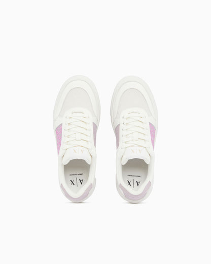 Lace-up low-top sneakers in textured mesh with a thick sole