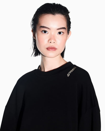 sweatshirt in stretch scuba viscose with hood