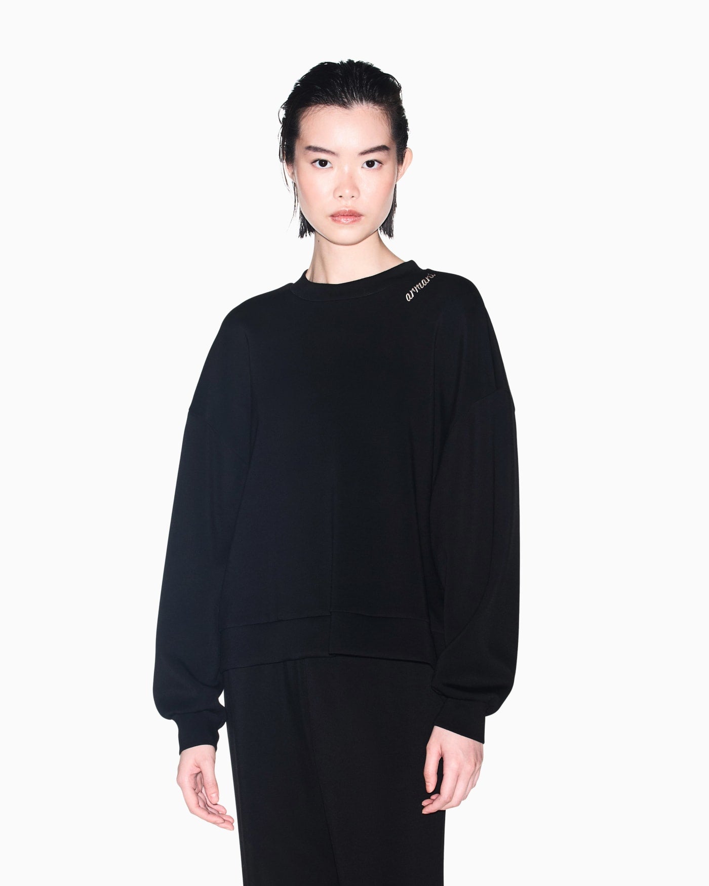 sweatshirt in stretch scuba viscose with hood