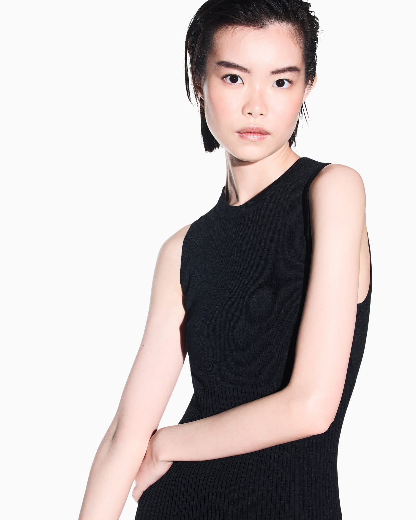 slim fit dress in knitted recycled viscose