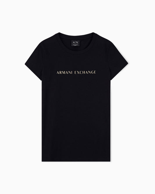 Slim-fit crew neck t-shirt in cotton jersey with chest logo