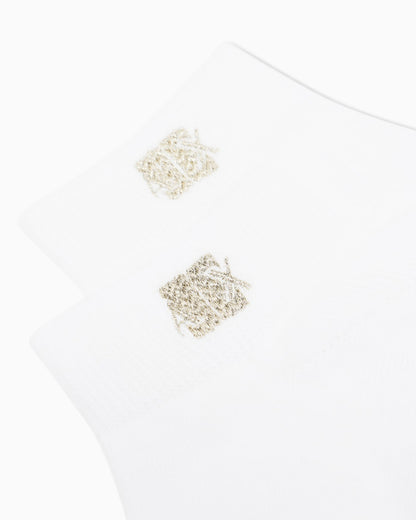 Socks in stretch cotton and metallized fiber with logo
