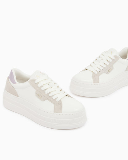 low cut Sneakers with coated and split leather upper
