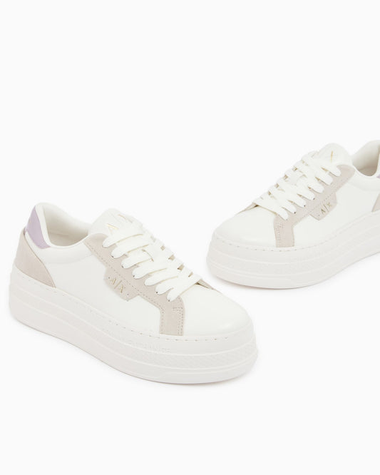 low cut Sneakers with coated and split leather upper
