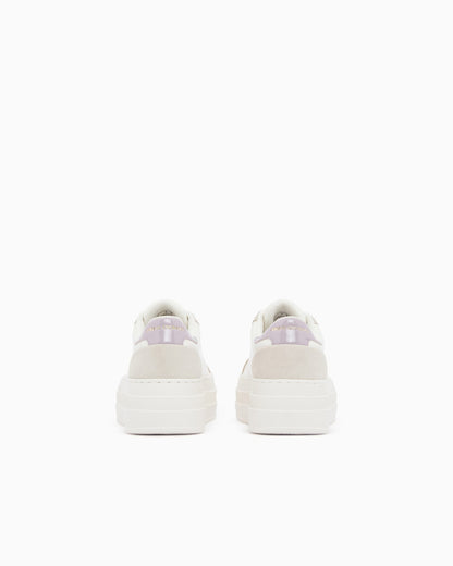low cut Sneakers with coated and split leather upper