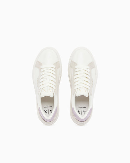 low cut Sneakers with coated and split leather upper