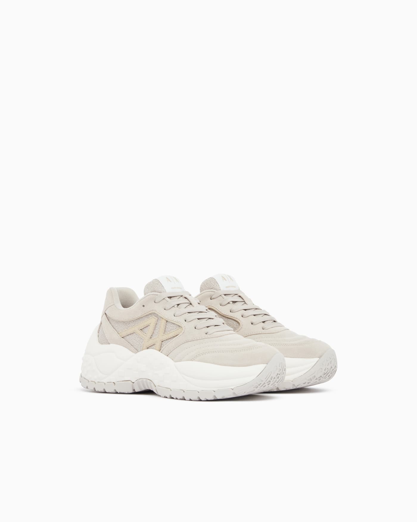 Sneakers low cut in suede and mesh with metallic inserts