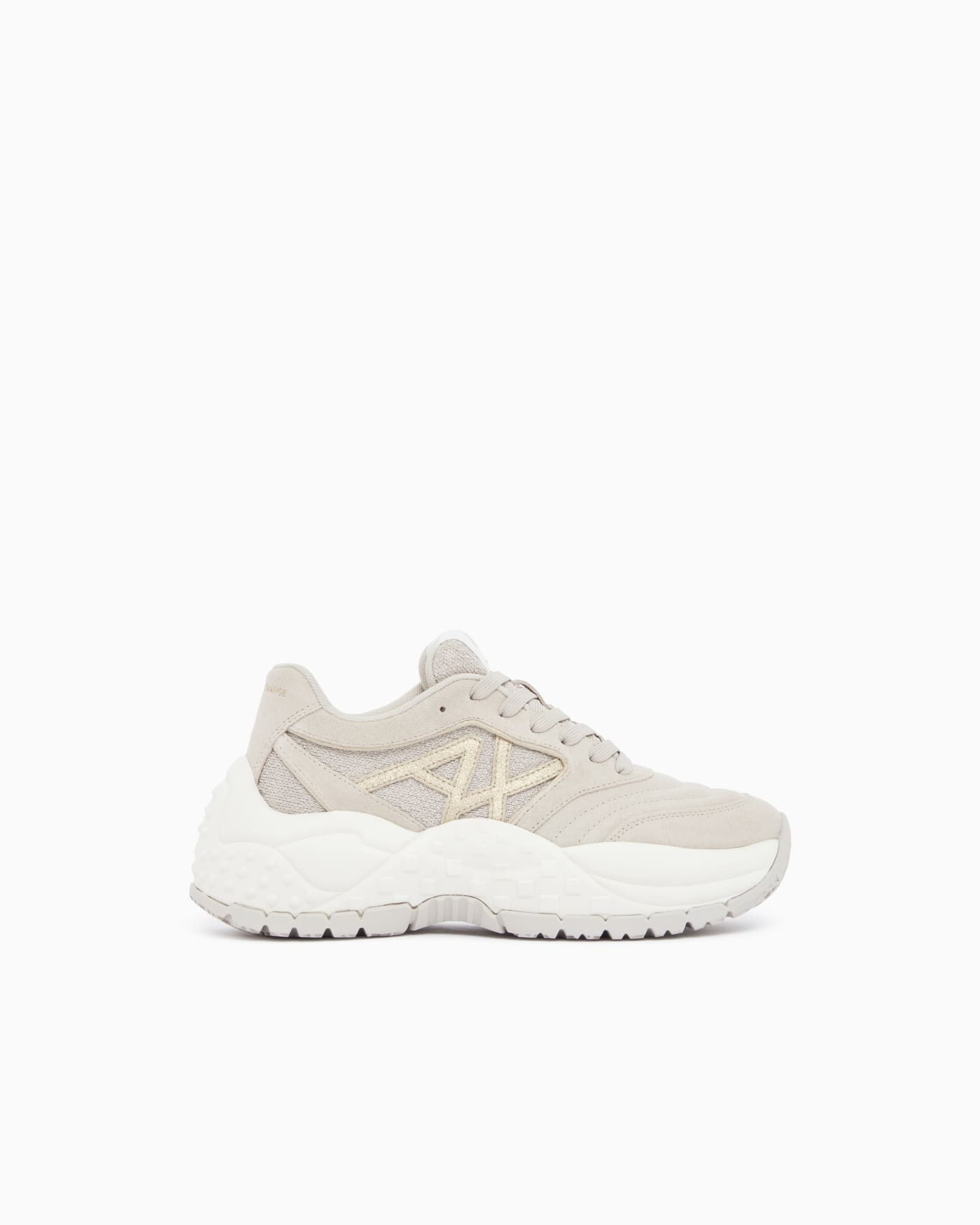 Sneakers low cut in suede and mesh with metallic inserts