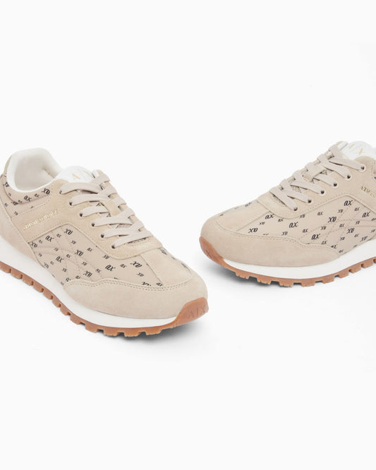 Sneakers with all-over print and suede inserts