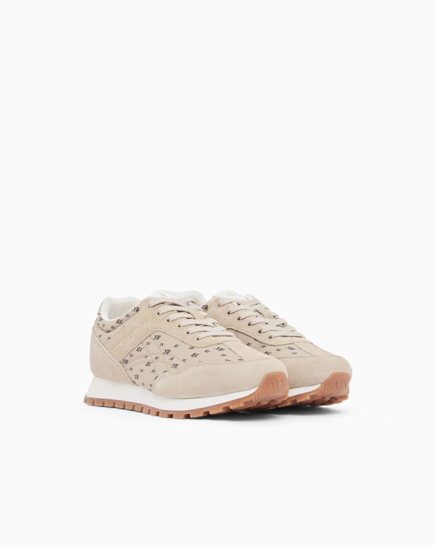 Sneakers with all-over print and suede inserts
