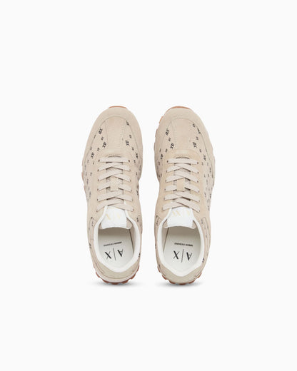 Sneakers with all-over print and suede inserts