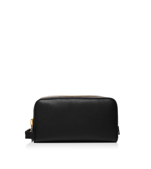 Grain Leather Double Zip Toiletry Bag